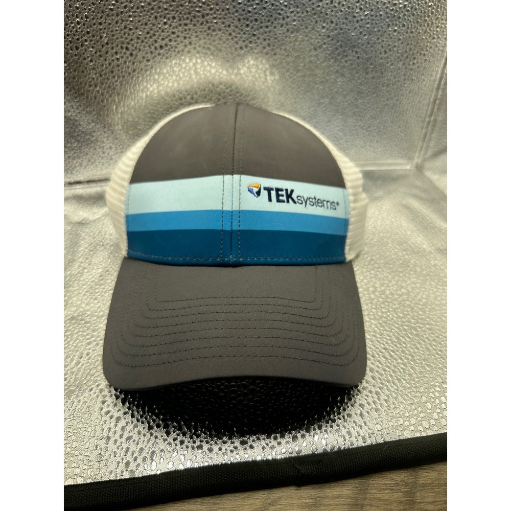 The Game TEKsystems Trucker Hat Snapback Grey White Mesh Corporate Logo Cap
